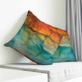 thumbnail image 4 of Throw Pillow Covers 24x24 Inch, Abstract Decorative Pillow Cases for Couch Sofa Bed, Orange Teal Green Gradient Fluid Modern Oil Painting Cotton Linen Square Home Decor Pillowcases, 4 of 7