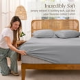 thumbnail image 4 of Bare Home 100% Organic Cotton Fitted Sheet - Jersey Weave - 150 GSM - Twin XL, Light Gray, 4 of 9