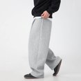 thumbnail image 6 of Baggy Sweatpants Wide Leg Pants for Men Solid Color Elastic Waist&nbsp;Drawstring High Waist with Pockets Light Gray 2XL, 6 of 6