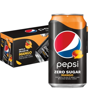 Pepsi Cola Zero Sugar Mango Soda Pop, 12 oz, 12 Pack Cans