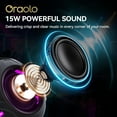thumbnail image 6 of Oraolo 15W Portable Bluetooth Speaker, IPX7 Waterproof with 10H Playtime & Dynamic LED Lights - Perfect Shower Speaker with Hanging Design for Outdoor, Travel, and Home, 6 of 9