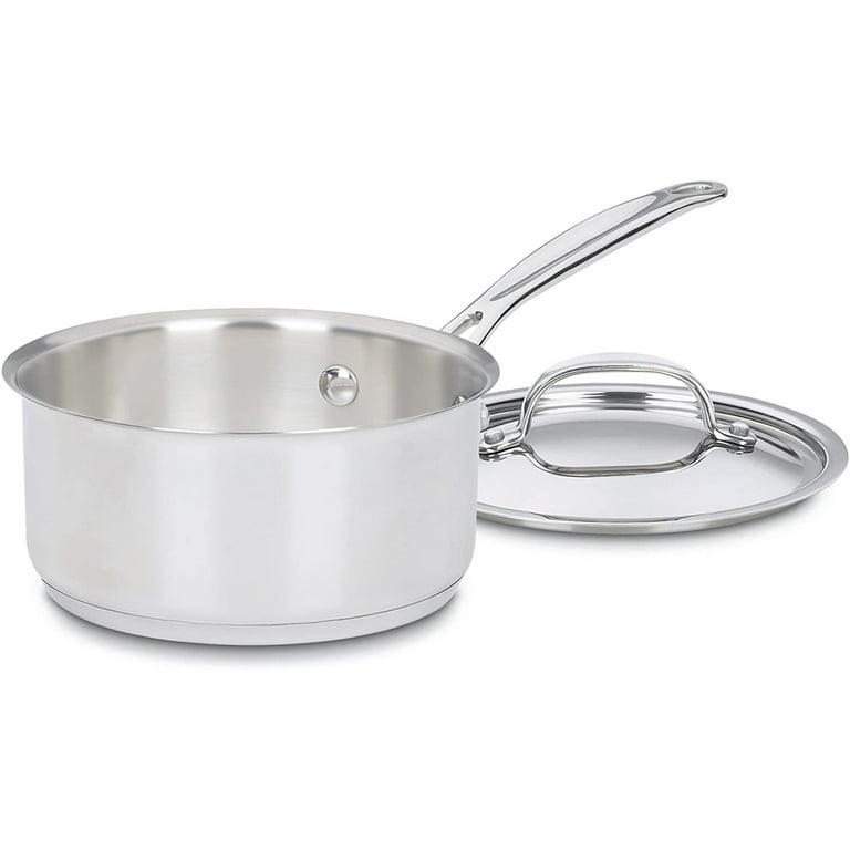 Restaurantware 7 inch x 3.4 inch Small Saucepan, 1 Round Small Pot for Cooking - with Handle, Stain Resistant, Silver Stainless Steel Kitchen