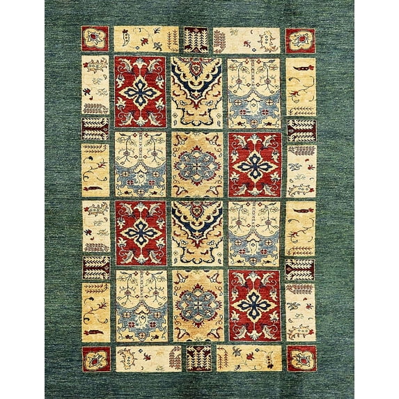 Ahgly Company Indoor Rectangle Abstract Ginger Brown Green Abstract Area Rugs, 2' x 4'