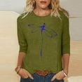 thumbnail image 2 of HKEJIAOI Hauts à Manches 3/4 pour Femmes Imprimé Floral Col Rond M Blouse d'Été, 2 of 5