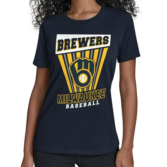 Women's Starter  Navy Milwaukee Brewers Poster Print T-Shirt