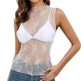 thumbnail image 3 of Tank Tops for Women Sheer Lace Mesh Sleeveless Base Layer Tops, 3 of 6