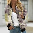 thumbnail image 2 of DondPO Bomber Jacket Women Women Autumn Fashion Leisure Square Thin Pocket Jacket Blouse Coat Baseball Top Jackets for Women Trendy Floral Jackets for Women Purple S, 2 of 5