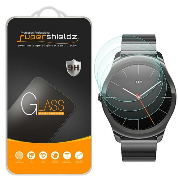 [3-Pack] Supershieldz for Ticwatch 2 Tempered Glass Screen Protector, Anti-Scratch, Anti-Fingerprint, Bubble Free