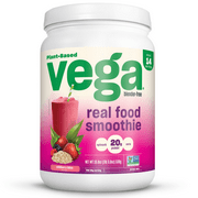 Vega Real Food Smoothie, Wildberry Bliss, Vegan Protein Powder, 20g Plant Based Protein, 19 Oz (14 servings)