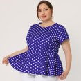 thumbnail image 2 of Top peplum de verano de mancorcon lunares de talgrande pamujer Azul real XL, 2 of 5