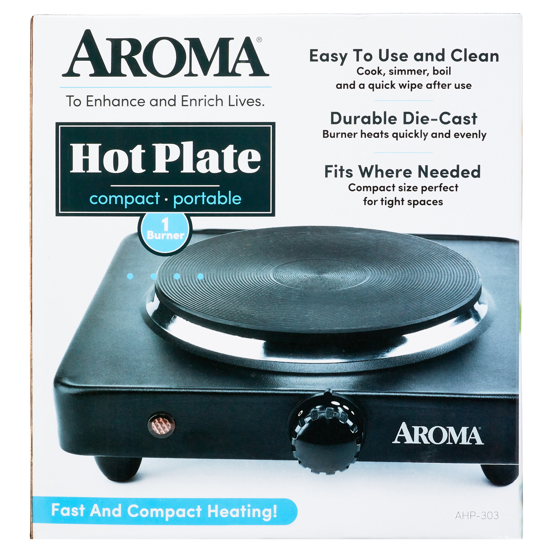 Aroma® 6" Electric Single Burner Die-Cast Hot Plate, Black, New - image 2 of 10