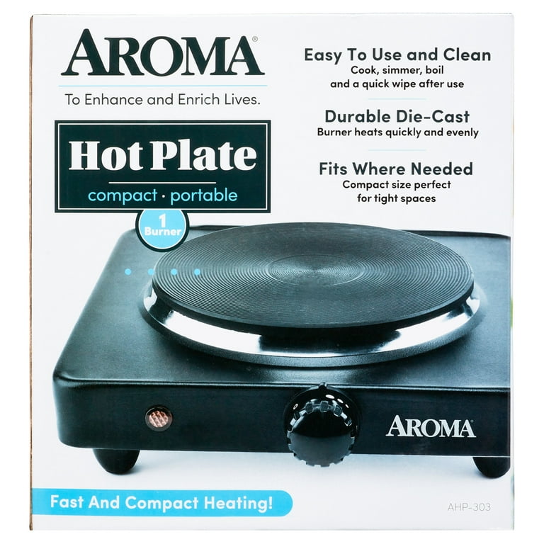 Aroma® 6 Electric Single Burner Die-Cast Hot Plate, Black, New