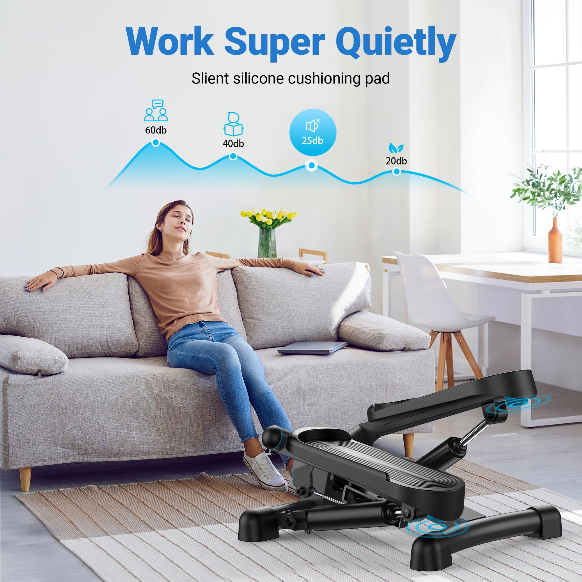 MERACH Steppers for Exercise at Home, 330lbs Capacity Portable Mini Stair Stepper for Home & Office Use, Foot Pedal Exerciser, Compact Fitness Equipment