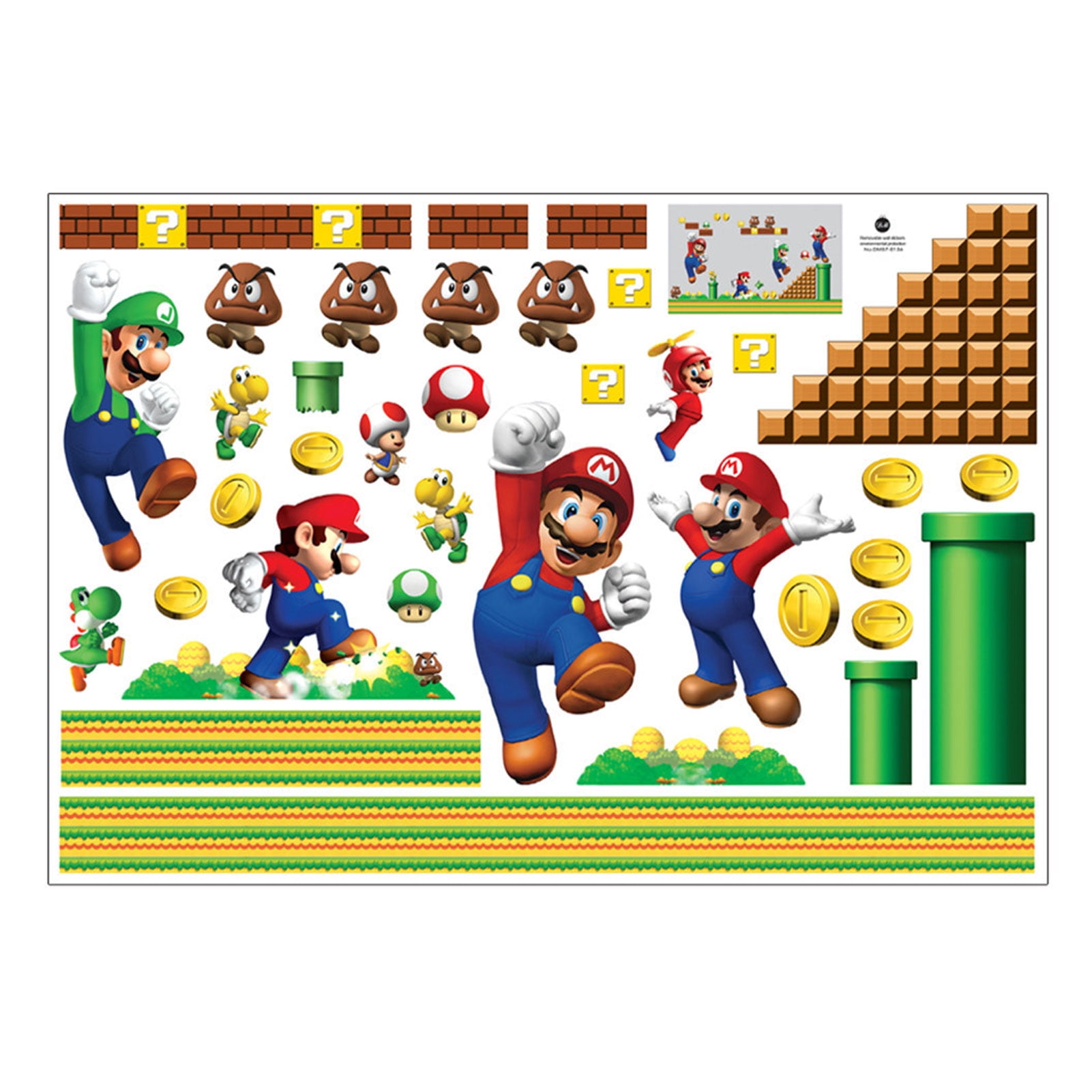 Super Mario Bros Removable Wall Sticker Decals Nursery Home Décor or