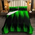 thumbnail image 5 of Abstract Ombre Queen Comforter Set Green and Black Bedding Set Adult,Gradient Geometry Striped Comforter Set Modern Room Decor,Geometric Stripes Bed Set 3Pcs, 5 of 6