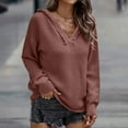 thumbnail image 3 of Vedolay Cute Tops for Women 2023 Long Lantern Sleeve Halter Neck Cutout Knit Pullover Sweater,Pink L, 3 of 5