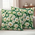 thumbnail image 3 of 2 Pack Outdoor Waterproof Throw Pillow Covers,Spring Flower Leaf White Daisy Decorative Square Patio Pillowcases for Chair Couch Sofa 16x16in, 3 of 9