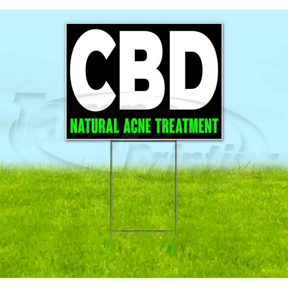 Cbd Natural Acne Treatment (18" x 24") Yard Sign, Includes Metal Step Stake