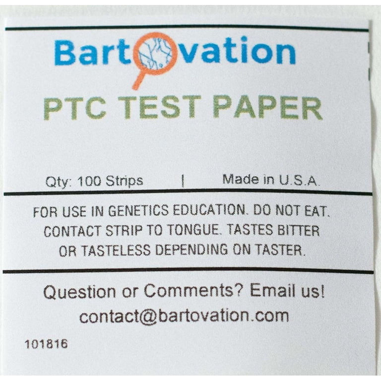 Biology Classroom Materials Bartovation PTC Taste Test Paper Kit ...