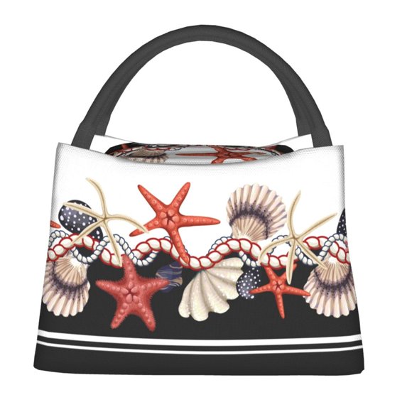 Fotbe Starfishes Shells Bolsa Térmica Portátil con Estampado, Bolsa de Entrega de Alimentos Aislada, Bolsa Reutilizable de Gran Capacidad para Comidas y Supermercado