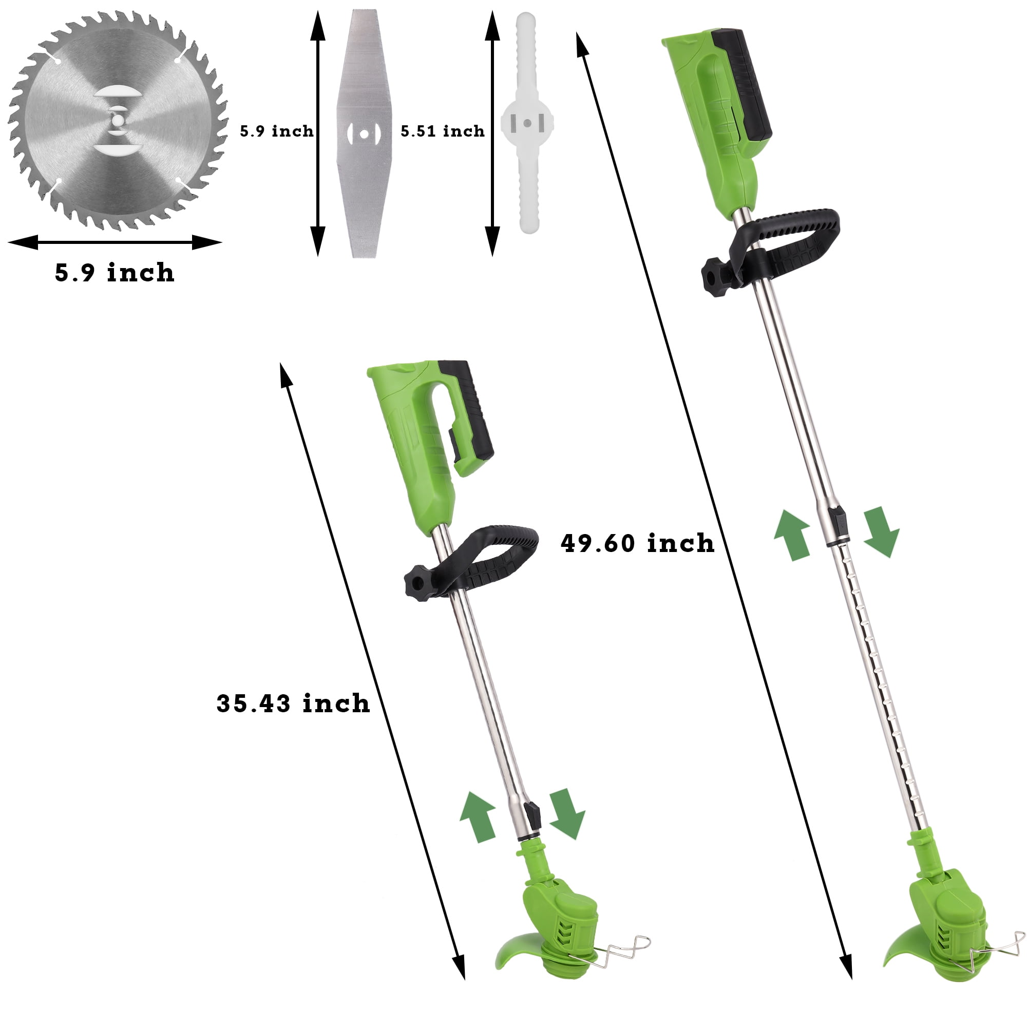 SHCKE 24V Cordless Weed Eater Battery Powered Grass Trimmer Electric Lawn Mower with 8 Blades 2 Batteries 1 Charger for Lawn Yard Bush Trimming & Pruning