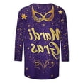 thumbnail image 4 of xixinqiwan Mardi Gras Shirt for Women,Women's Carnival Parade Street New Orleans T-Shirt Long Sleeve Mask Graphic Funny Tee, 4 of 6