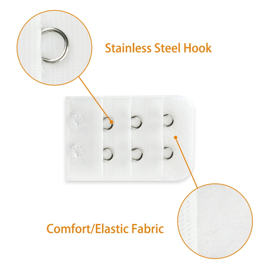 Unique Bargains Bra Extender with 3 Rows and 2 Hooks White 3