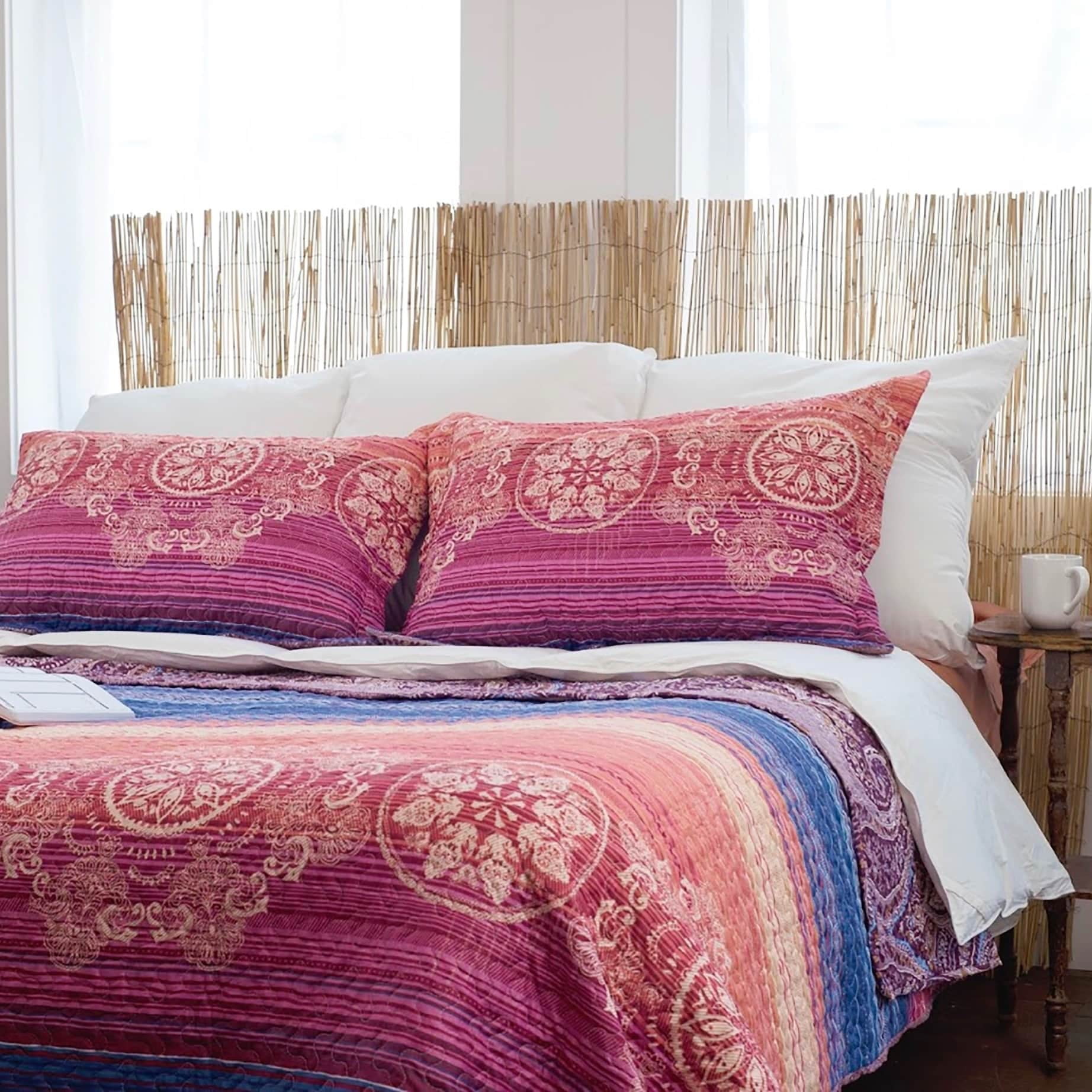 3 Pieces Spice Colored Sunset Quilt Set with Shams 