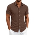 thumbnail image 4 of Miqool Men's Button Up Shirt Short Sleeve Casual Business Dress Top with Chest Pocket Turn Down Collar Lightweight Summer Work Blouse, 4 of 8