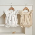 thumbnail image 2 of Pelele bonito de verano para bebé de 0 a 3 años, mono con mangas voladoras de encaje y cuello cuadrado, ropa Floral bordada de una pieza para bebé y niño, 2 of 6