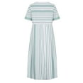 thumbnail image 5 of Patlollav Dress Women,Women's Maxi Dress Fashion Casual Short Sleeve V-Neck Striped Print Pocket Dresses, 5 of 6