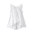 thumbnail image 5 of Likimi 2 Piece Sets For Women Sleeveless V Neck Solid Color Ruffles Loose Fit Top With Shorts Summer Elegant Fashion Outfit Set White Size S, 5 of 5