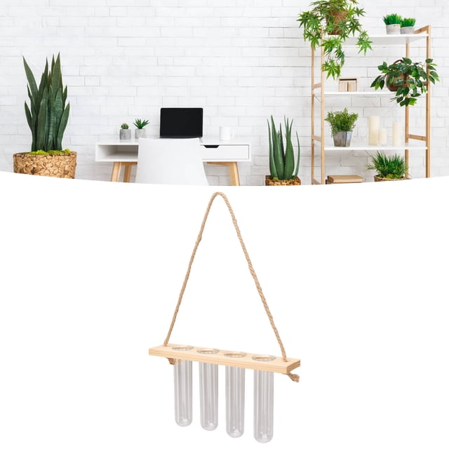 Plant Propagation Station Wall Hanging Terrarium With Wooden Stand Mini Test Tube for Home Room Decoration