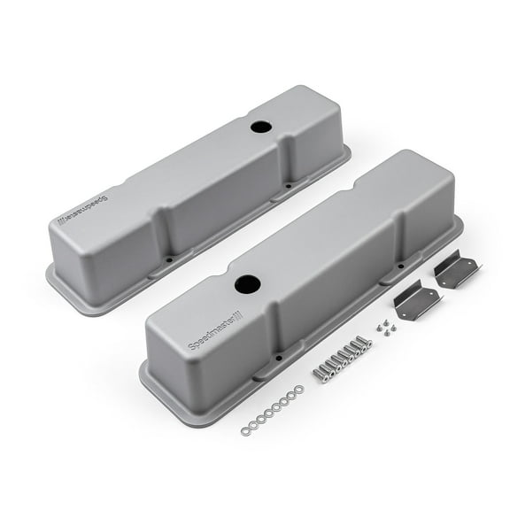 Speedmaster 1-314-001-02 Compatible with Chevy SBC 350 Aluminum Valve Covers Tall w/Hole [Silver]