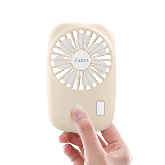 Ventilador de mano Aluan Mini, potente USB recargable, color beige