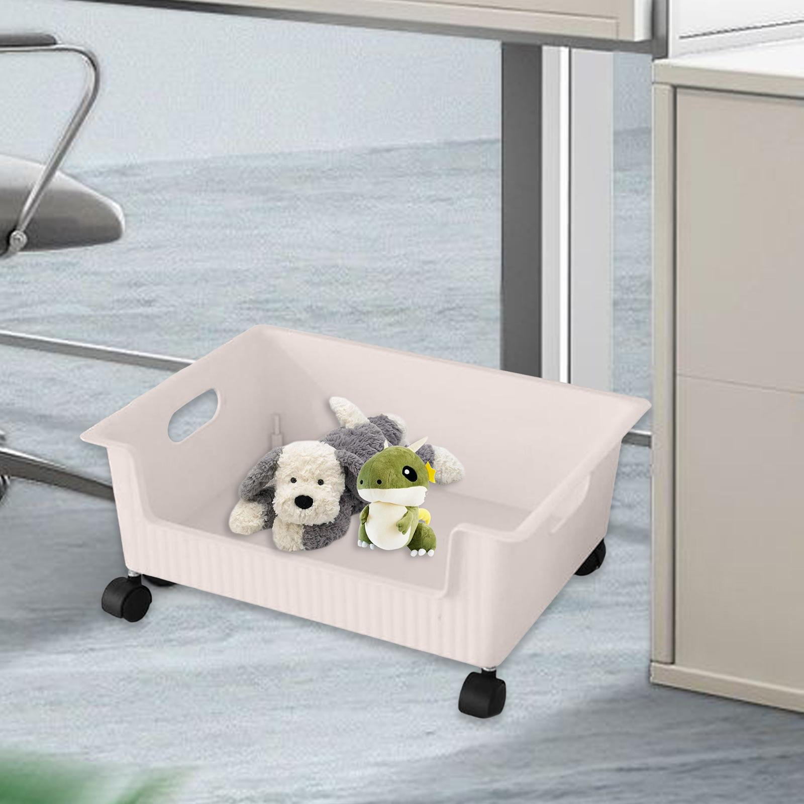 Fiocias Toy Storage Bin Storage Box Organizer with Wheels Decorative Supplies Moving for White