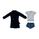 thumbnail image 1 of Gabardina negra a escala 1/6, cortavientos, camiseta y pantalones cortos vaqueros. negro, 1 of 9