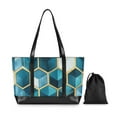 thumbnail image 7 of FORMRS Canvas Laptop Tote Bag for Women with 15.6" Computer Compartments Shoulder Handbag, Light Blue Geometric Pattern, 7 of 7