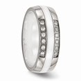 thumbnail image 5 of White Stainless Steel Ring Band Wedding Cubic Zirconia CZ, 5 of 7