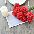 thumbnail image 3 of Red Artificial Ball Chrysanthemum 12 Stems Faux Flowers with Bendable Stems for DIY Wedding Centerpiece Fall Decor Home Arrangements, 3 of 18