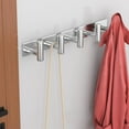 thumbnail image 6 of Coat Hooks Wall Mount, 2 Pack T Shaped 5 Hooks Stainless Steel Wall Hooks Silver Towel Rack for Hanging, Heavy Duty Key Holder Hat Rack Used for Bathroom, 6 of 7