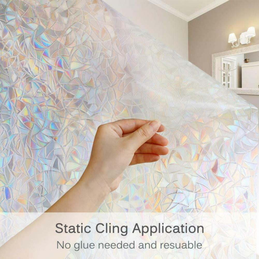 Stained Glass Rainbow Window Film Privacy: 3d Window Film Non-adhesive  Static Cling Glass Film Decorative (44.5*200cm)