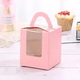 thumbnail image 4 of Hzzsbu Cupcake Boxes, 10 Pcs Single Paper Cupcake Holder Containers, Candy Cookies Desserts Gift Boxes with Window and Handle for Wedding Birthday Party, 4 of 7