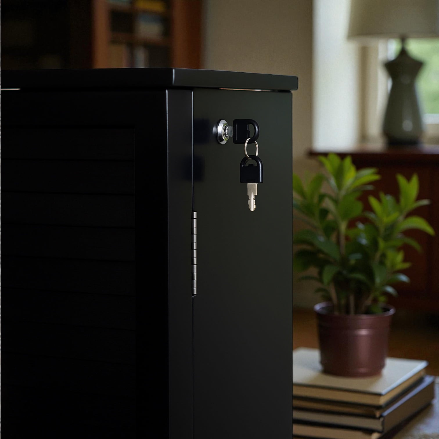 Hives & Honey Port Elegant Charcoal Jewelry Armoire: Freestanding, Lockable Wooden Cabinet for Women