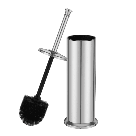 Silver Toilet Brush and Holder ,Extra Long Handled Toilet Brush for Bathroom,Stainless Steel Heavy Duty Toilet Bowl Brush,Removable Inner Bowl,Deep Cleaning Dense Bristles Brush -Space Saving