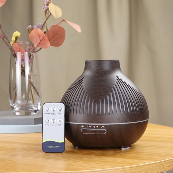 MICLOZYT Humidifiers for Bedroom Baby,400Ml Mini Dark Wood Texture Hollow Cool Mist Humidifier with Remote Control (Brown),Air Humidifier for Home Baby Nursery & Plants