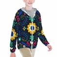 thumbnail image 2 of Cauagu Colorful Mexican Flower Print Sun Protection Jacket for Teen,Full-Zipper Long Sleeve Sun Shirts with Pockets UV Hoodie Shirts Outdoor Athletic Jacket-Large, 2 of 7