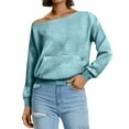 thumbnail image 7 of Mohiass Womens Off the Shoulder Sweatshirt Oversized Long Sleeve Tops Trendy Cute Loose Plain Fall Hoodie with Pocket Sky Blue XXL, 7 of 7