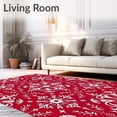 thumbnail image 2 of ODIKA 8'x10' Machine Washable Non-Slip Area Rug, Festive Snowflake Winter Wonderland Decorative Holiday High Traffic Rug with Pad, Red, 608917, 2 of 8