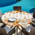 thumbnail image 6 of Orange Fall Round Tablecloth, Fitted Table Cover with Elastic for 45"-54" Round Tables, Thanksgiving Pumpkins Sunflower Striped Table Cloth Outdoor Indoor Dinning Party Waterproof Tablecloths, 6 of 7
